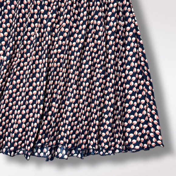 Max Studio Pleated Midi Skirt Navy Pink Floral Print Small - Picture 6 of 9